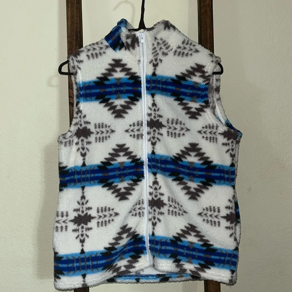 SHEIN Jackets & Blazers - 🚨‼️SHEIN WOMENS BLUE SKIES AZTEC PRINT SHERPA VEST‼️🚨